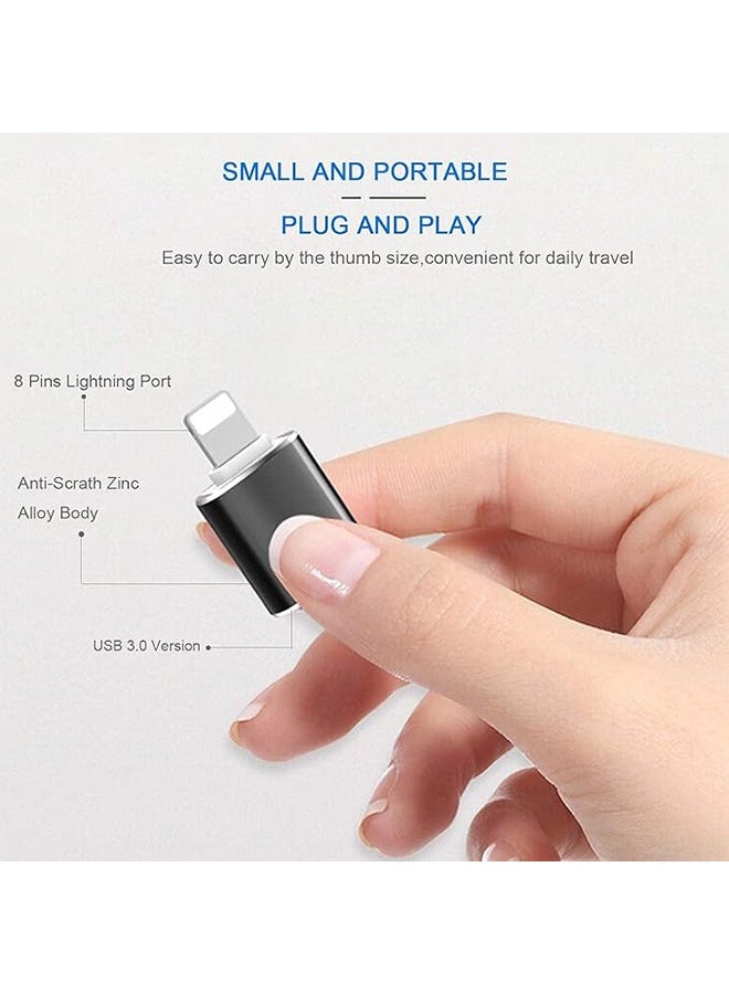 عبوة من قطعتين من محولات كاميرا USB المحمولة، وصلة محول آيفون من أبل بمنفذ USB، لون أسود - Image 2